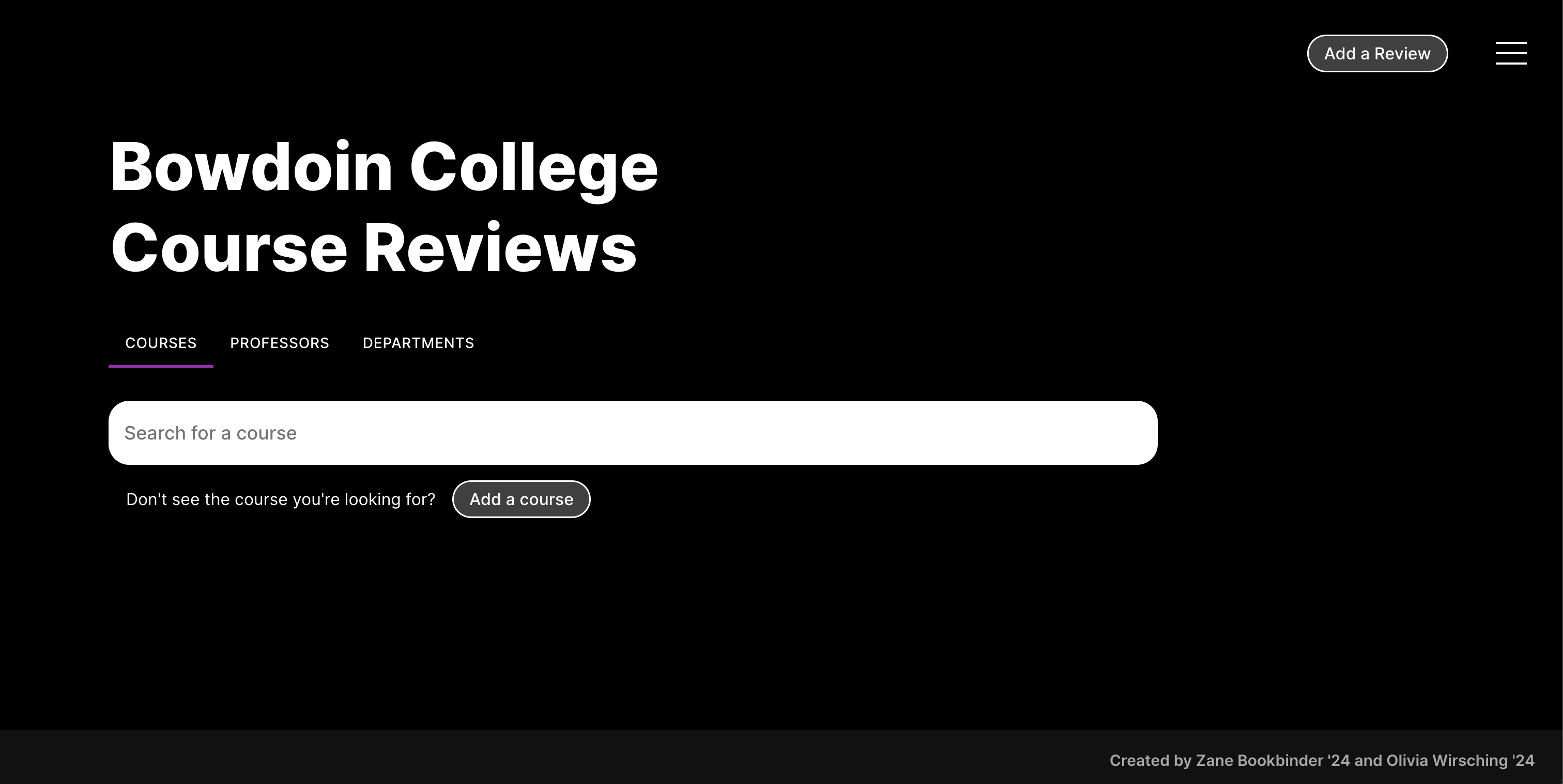 Bowdoin Course Reviews Homepage